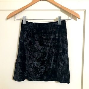 Brandy Melville velvet mini skirt, black